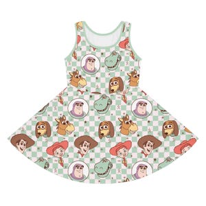 Toy Story Disney Dress Youth Dress Kids Dress Buzz and Woody Dress Pink Girl Dress Gift for Kids Theme Park Dress Princess Girls Outfit