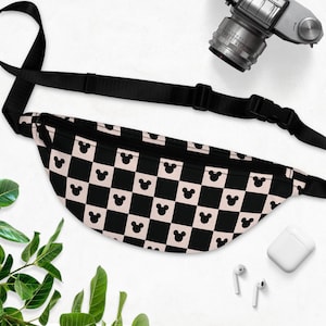 Mickey Fanny Pack Black and White Checkered Bag Disney Crossbody Large Belt Bag Pink Checkered Magical Theme Park Bag Gift For Her