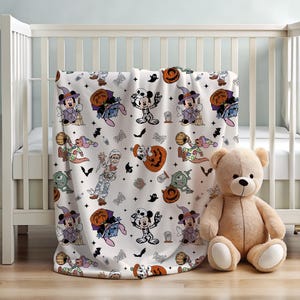 Mickey Halloween Personalized Blanket Disney Plush Blanket Mickey and Friends Kids Throw Blanket Disney Home Decor Custom Name Blanket Fall
