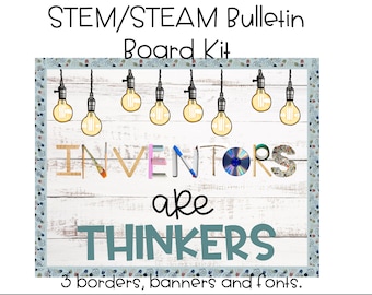 Stem Bulletin Board Kits/ Inventors are Thinkers/Editable lightbulbs