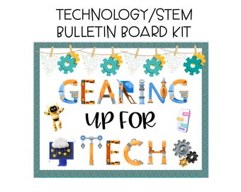 TECHNOLOGY Bulletin Board Kit/Gearing Up For Tech/Computer Science Bulletin Board Kit/Instant digital download/editable
