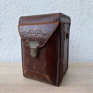 Vintage Rolleiflex TLR Camera Brown Leather Case (no strap) | Retro Photogrpahy Accessory Bag | German Made Photo Film Studio Antique Decor