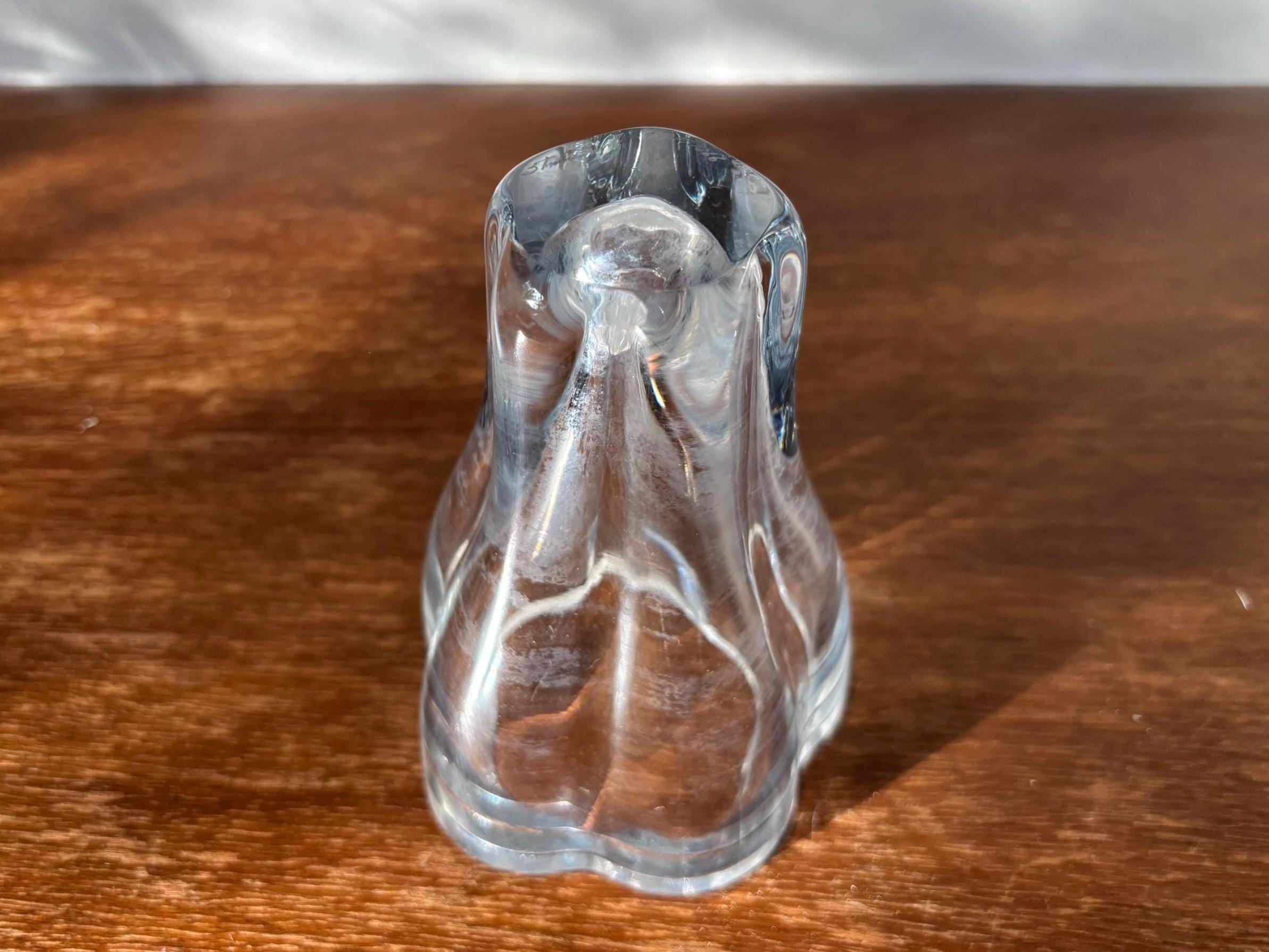 Vintage Rare Strombergshyttan Thick Crystal Glass Cup Vase B1266