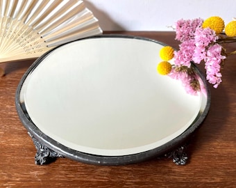 Antique Eureka Silver Co. Mirror Plateau Footed Pedestal | Quadruple Silver Plate | Jewelry Display Stand | Vintage Vanity Perfume Tray
