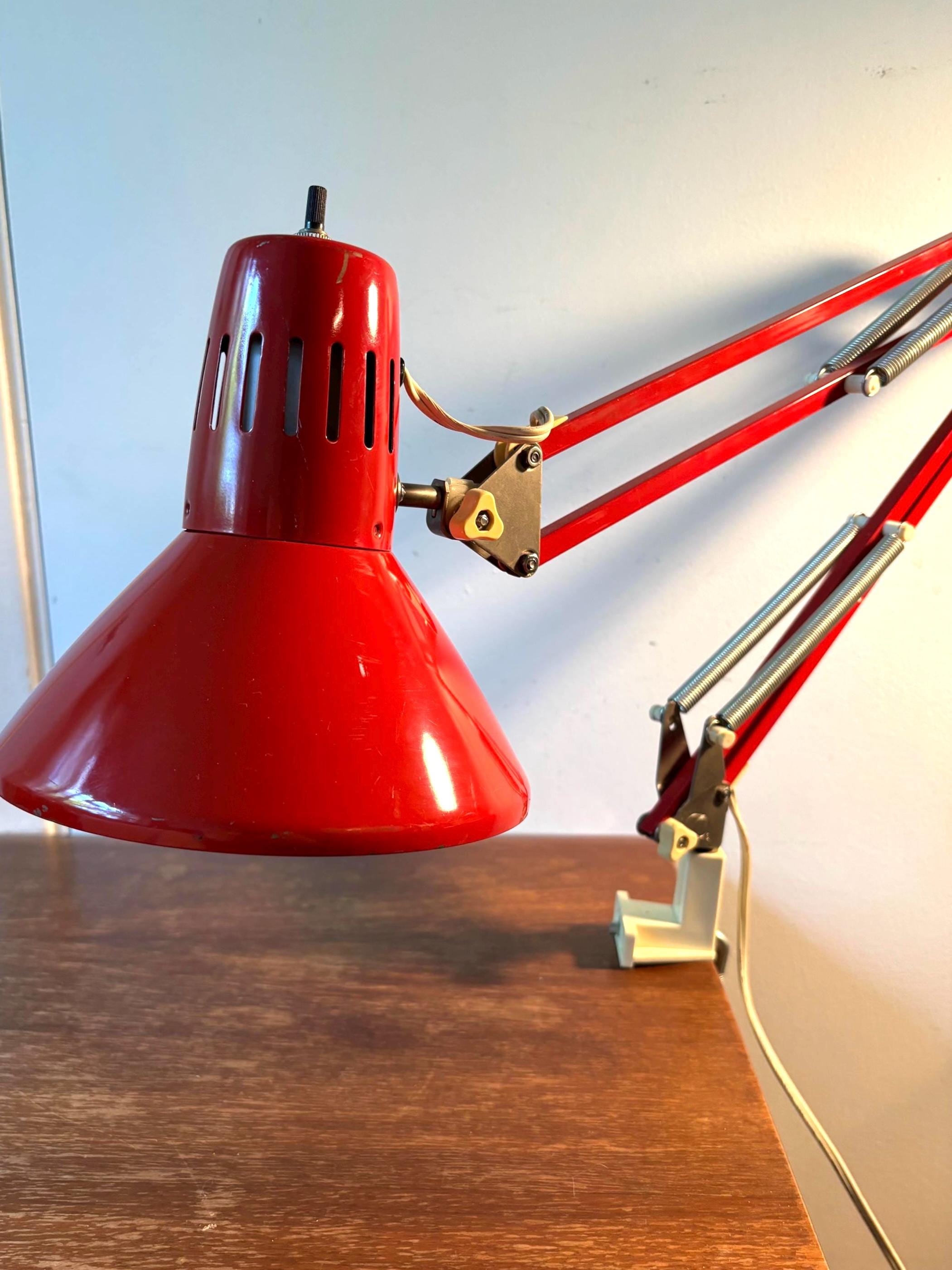 Vintage MCM Retro Red Swing Arm Architect's Lamp | Midcentury