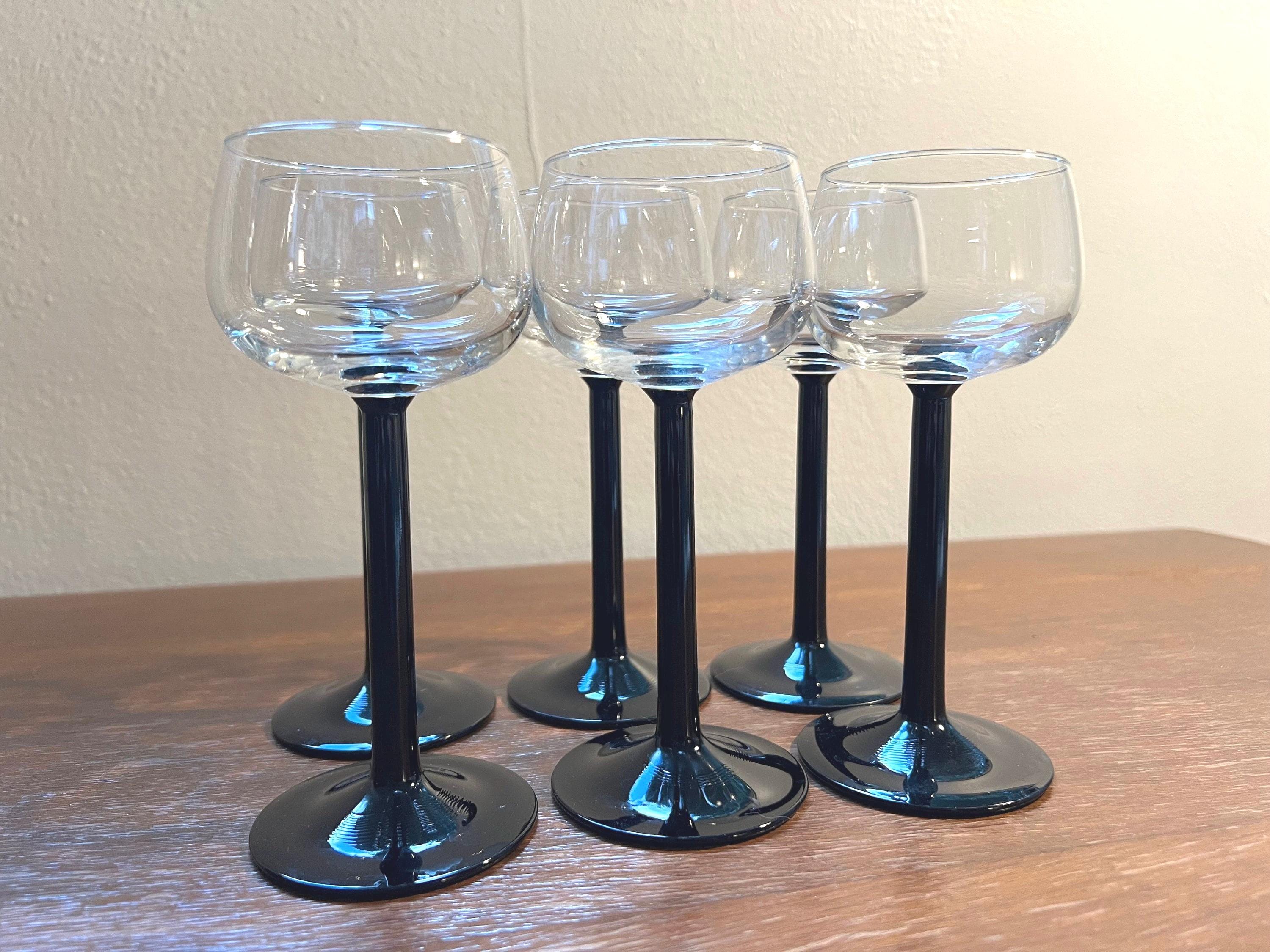 Assorted Vintage Black Stemmed Wine and Champagne Glasses Assorted Vintage Black Stemmed Wine and Champagne Glasses