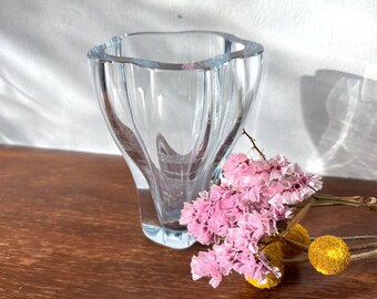 Vintage Rare Strombergshyttan Thick Crystal Glass Cup Vase B1266