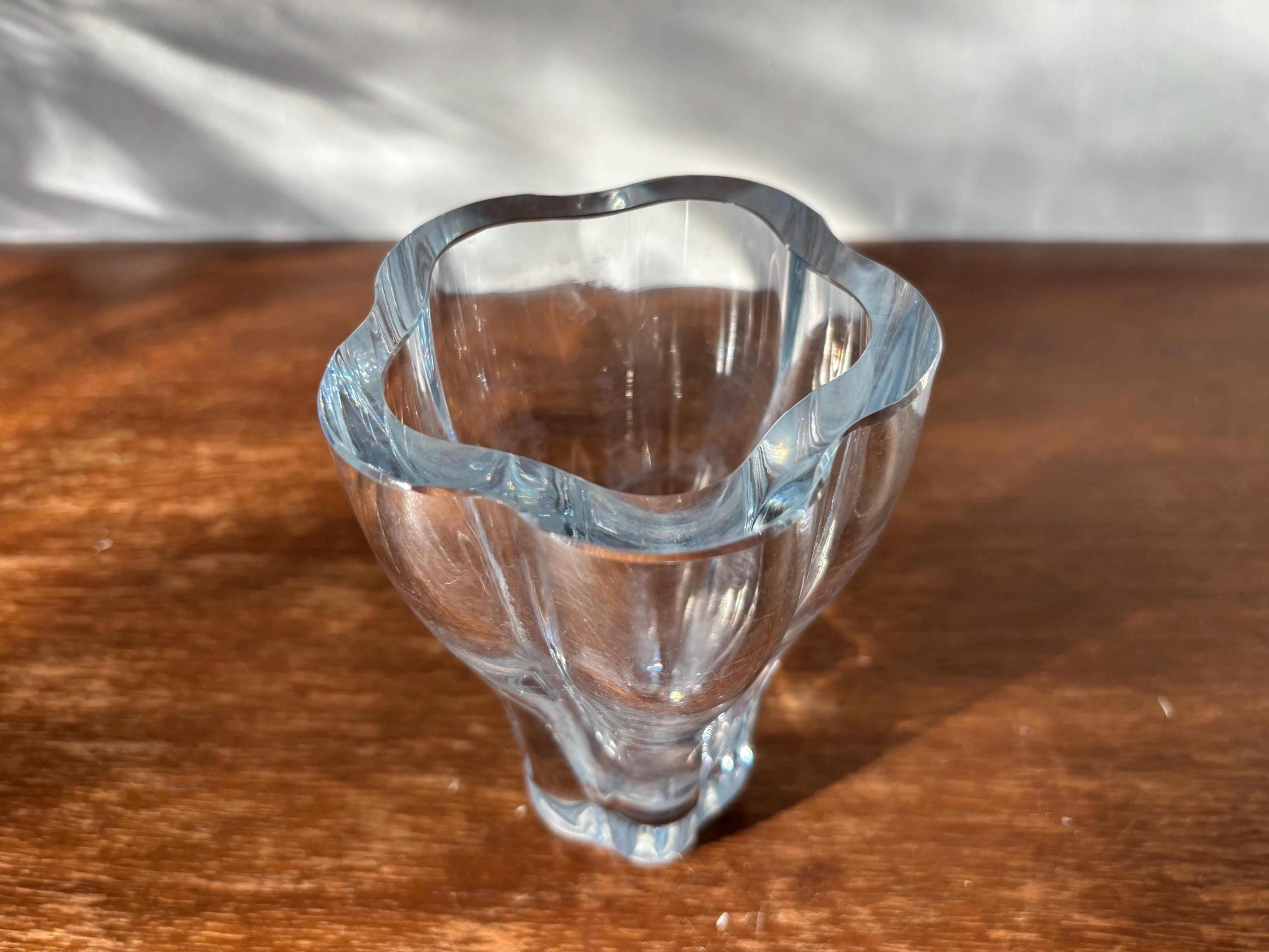 Vintage Rare Strombergshyttan Thick Crystal Glass Cup Vase B1266