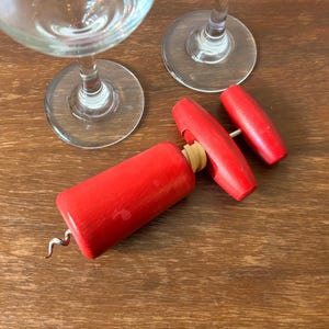 ヴィンテージ レッドウッド ダブルハンドル コルク抜き | ツイストコルク抜きワインボトルオープナー | ダブルアクションコルク抜き | レトロバーテンダーツール バーカート
