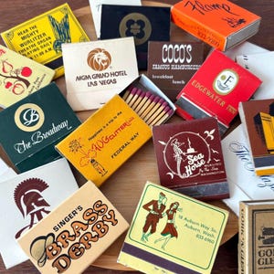 Assorted Vintage Restaurant Hotel Bar Inn Club Matchbox & Matchbook | Colored Matchstick | Retro Advertising Decor Pop Art Craft | Set of 20