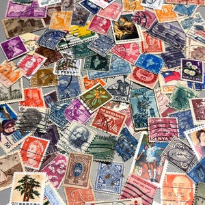 Mieszanka 25 autentycznych, używanych znaczków vintage z całego świata | Skasowane znaczki pocztowe | Ephemera filatelistyczna | Scrapbook Junk Journal Collage Craft Collecting