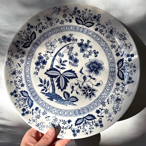 Vintage Blaue Zwiebel Unterglasur Dekoriert großen Speiseteller | Hergestellt in Japan | MCM Design Esszimmer Serviertablett | Snack Obst Käse Platte