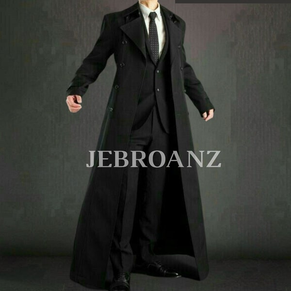 Jebroanz Herren Lang Overcoat Lange Jacke Steampunk Trenchcoat für Herren - Herren Wintermantel - Viktorianischer Stil Wolle Gehrock - Mantel Mantel