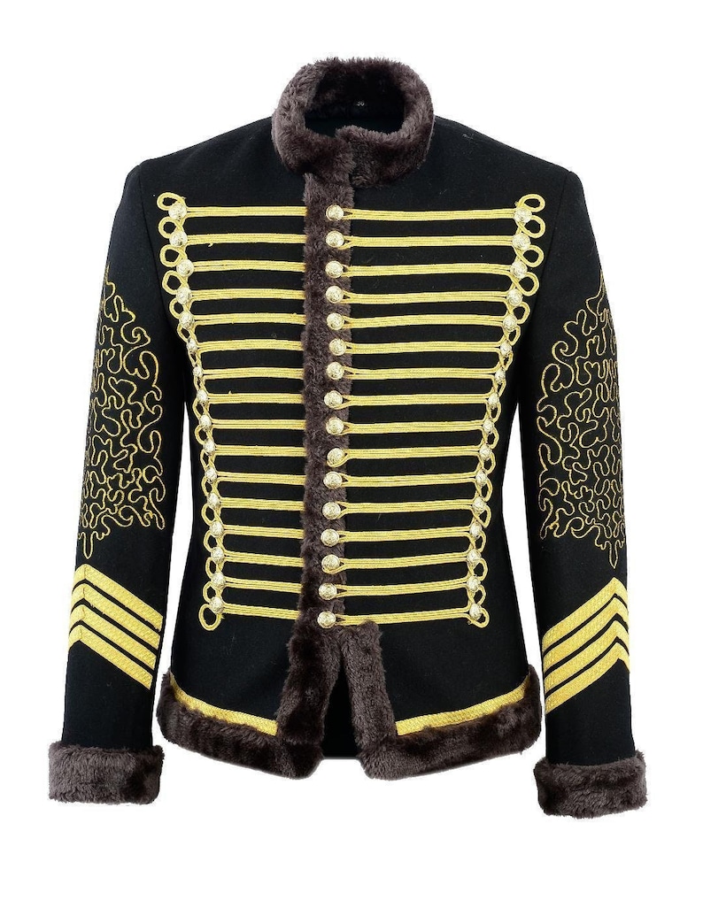 Napoleonic Hussar Jacket Vintage Military Uniform Piping Tunic Pelisse ...