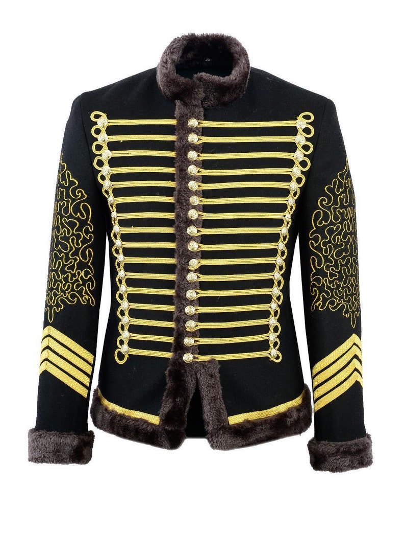 Napoleonic Hussar Jacket Vintage Military Uniform Piping Tunic Pelisse