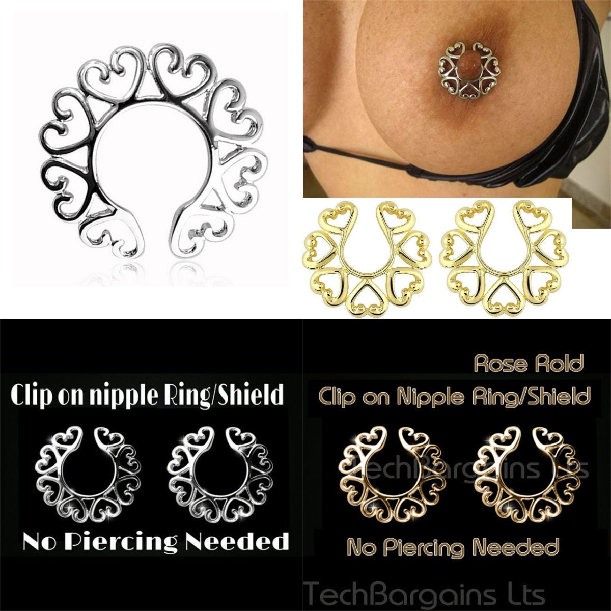 Nipple Clamps Rings Nip Clips, Stainless Steel Nipple Clips