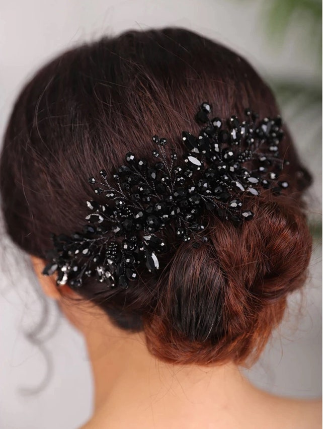 black wedding headpiece
