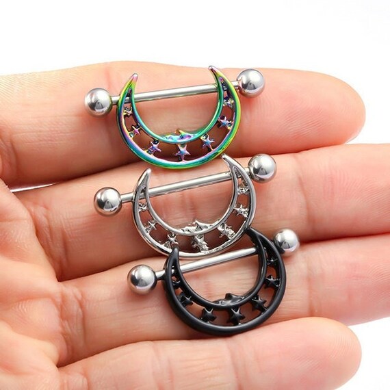 1 Pair Shield Nipple Ring Barbell Rings Bars Body Piercing Jewelry 14g 21mm  Nipple Shield Ring