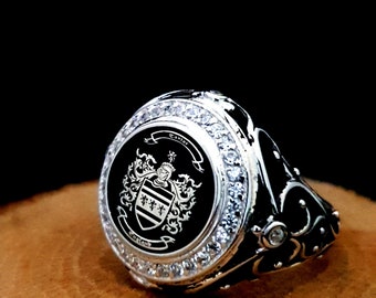 Familiewapen Signet Ring, Wapen Signet Ring, Familie Crest Ringen, Crest Ring, Familieringen, Aangepaste Signet Ring, voor u door GoldArt