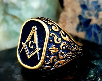 Custom Sterling Silver Masonic Ring: Personalized Freemason Jewelry