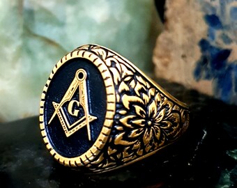 Custom Masonic Sterling Silver Ring: Freemason Symbol Jewelry