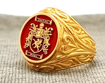 Family Crest Signet Ring, Coat of Arms Signet Ring, Family Crest Rings, Crest Ring, Family Rings, Custom Signet Ring, for you by  GoldArt