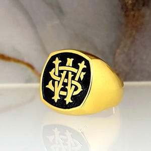 Anello monogramma personalizzato per uomo - Anello con iniziali personalizzate - Regalo perfetto per marito, fidanzato o per sé stessi - Anello con sigillo monogramma in oro/argento