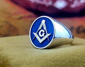 Custom Sterling Silver Masonic Ring: Personalized Freemason Jewelry