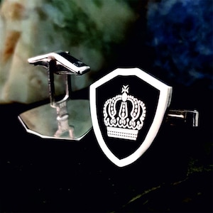 Personalized Family Coat of Arms Cufflinks for Groomsmen Gift Wedding Cufflinks, Custom Engraved Halloween and Christmas Gift for Him