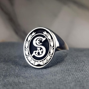 Anillo con inicial de monograma personalizado - Anillo con sello de letra personalizado - Anillo con nombre personalizado chapado en oro o plata - Regalo grabado para mujeres y hombres