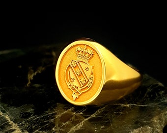 family crest ring,personalized ring,family icon ring,family ring,Custom Made Family Coat of Arms Signet Ring