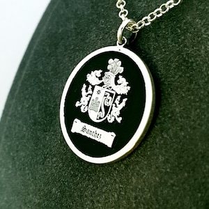 Personalized Family Crest Necklace: Sterling Silver Coat of Arms