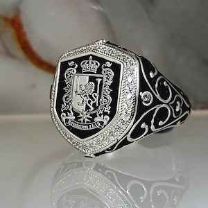 Custom Sterling Silver Family Crest Signet Ring