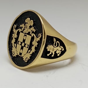 Aangepaste ring met familiewapenschild voor gepersonaliseerde ringen, aangepaste ring met gepersonaliseerd goud en zilver