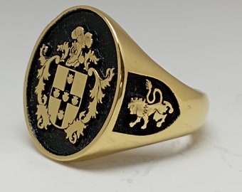 Anillo personalizado con escudo de armas familiar para anillos personalizados, anillo personalizado con oro y plata personalizados
