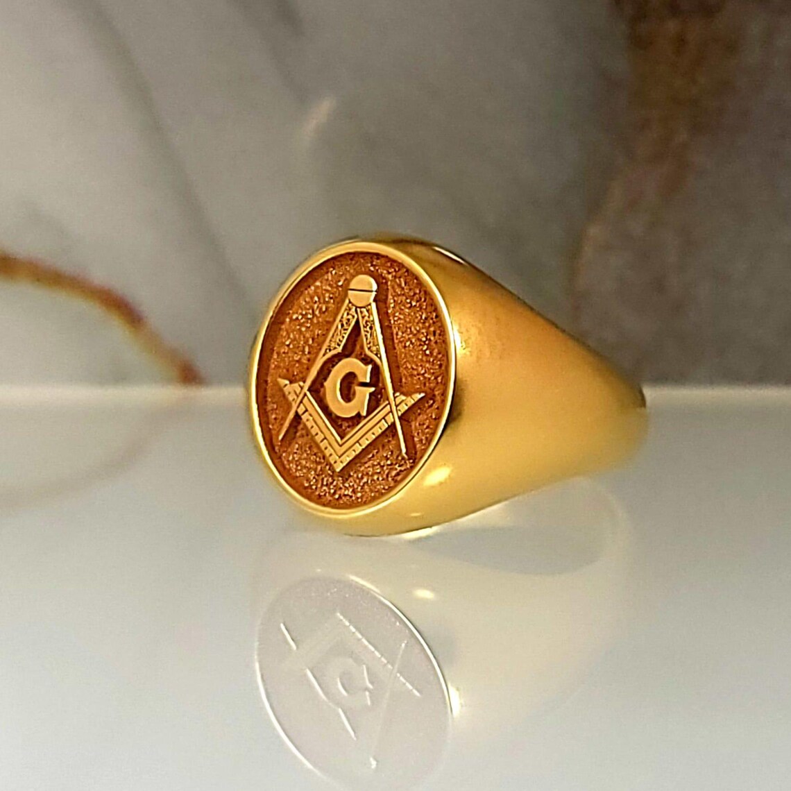 Custom Sterling Silver Masonic Ring: Freemason Symbol Jewelry - Etsy