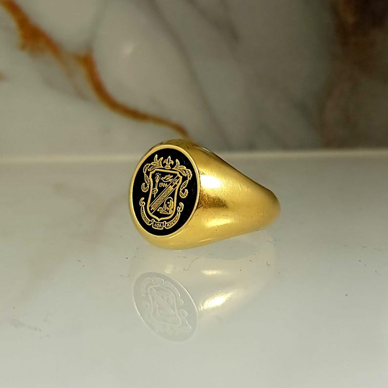 R Diagonal R Crest Custom Family Crest Signet Ring: Sterling Silver Coat of Arms - Etsy ...
