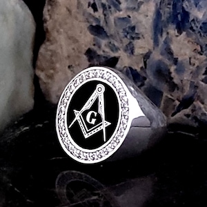 Sterling Silver Masonic Ring: Custom Freemason Symbol Jewelry