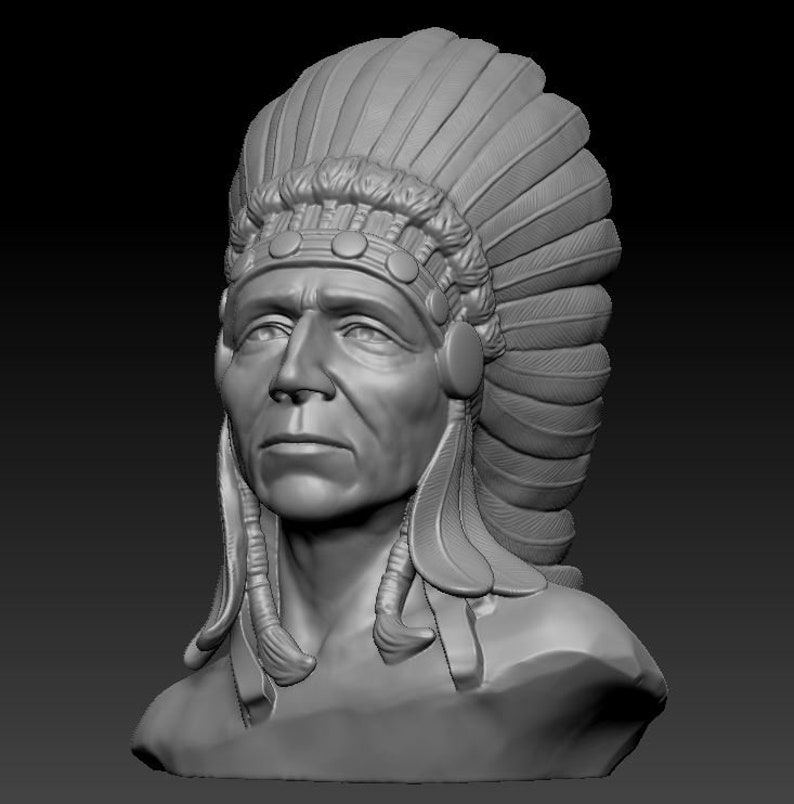 3d Native American Man Model 3d Stl File 3d Printer 3d - Etsy