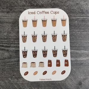 Iced Coffee Planner Sticker Sheet, Coffee Bean Sticker Packs