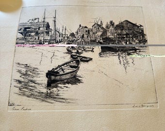 Vintage Reproduktionsdruck 16x12 Lionel Barrymore Etching San Petro 1960