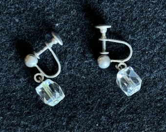 boucles d'oreilles cubes en verre vintage