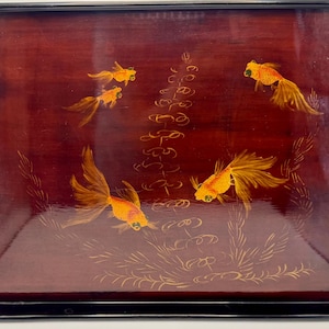 Vietnamese Black Lacquer Wood Tray