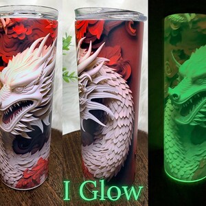 Dragon Glow in the dark Tumbler, Glow in the Dark Tumbler, Red Dragon Tumbler, Custom Stainless-Steel Tumber, Tumbler and Lids, Insulated