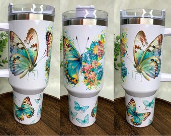 40oz Engraved Butterfly Tumbler With Handle, Stanley Dupe, Eras Tour –  ChiqueCreations
