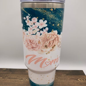 Mom Teal 40-Ounce Tumbler, Mom 30-ounce Tumbler, Stainless Steel Tumbler, Custom Insulated Tumbler, 40-ounce Tumbler with handle and Lid.