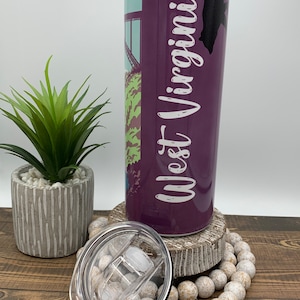West Virginia Tumbler, Custom Tumbler, Insulated Stainless-Steel Tumbler, West Virginia Tumbler and Straw