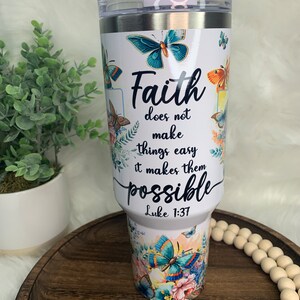 40 Ounce religious Tumbler, Floral 40-ounce, Butterfly Tumbler, 30-ounce Tumbler with Handle, Stainless Steel Tumbler, Insulated Tumbler