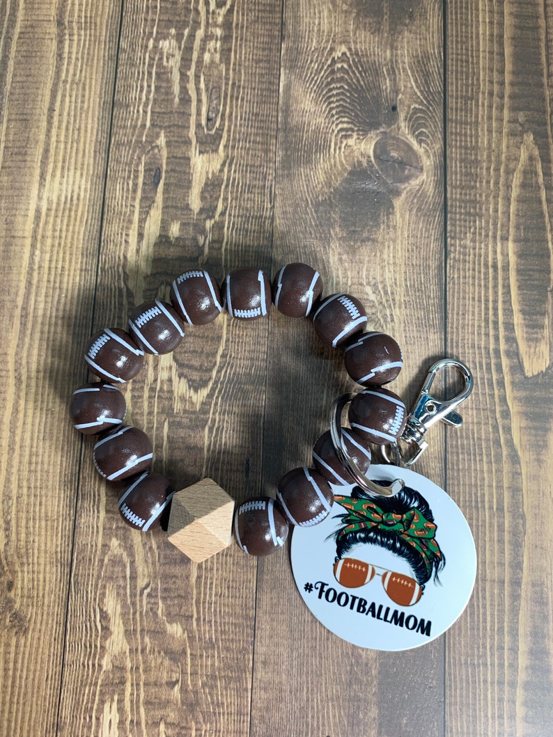 Personalized Football Mom Wristlet, Football Mom Key Chain, Silicone