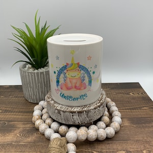 Personalized Piggy Bank, Unicorn, Money Box, Girl Bedroom Decor, Custom Piggy Bank, Unicorn Bank